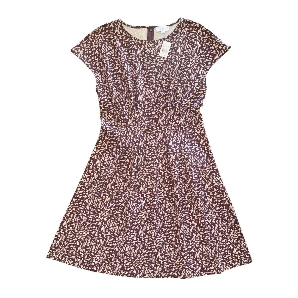 NWT LOFT Ann Taylor Multicolor Print Short Sleeve Dress Womens Size 4 NEW $84.99 - Picture 2 of 14